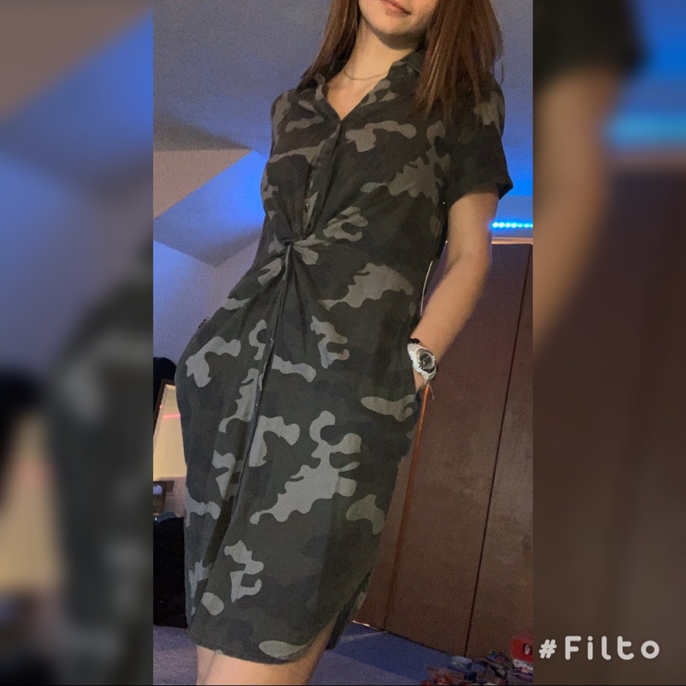 ✨Camo Button Up Dress w/pockets